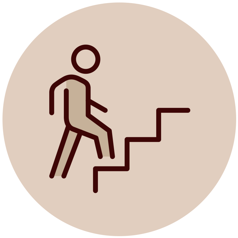 Ikona człowieka wchodzącego po schodach